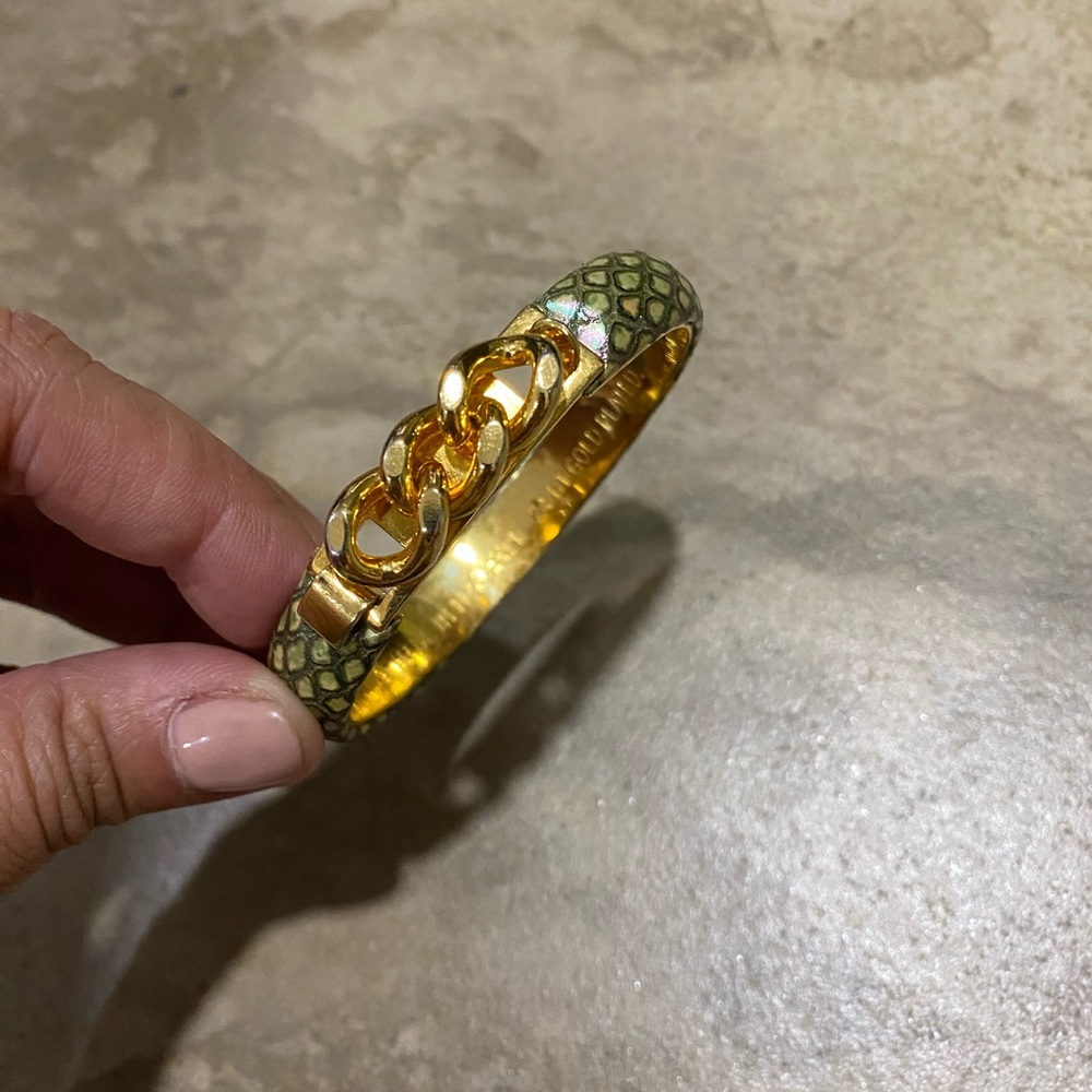 Vita green snakeskin cuff bracelet